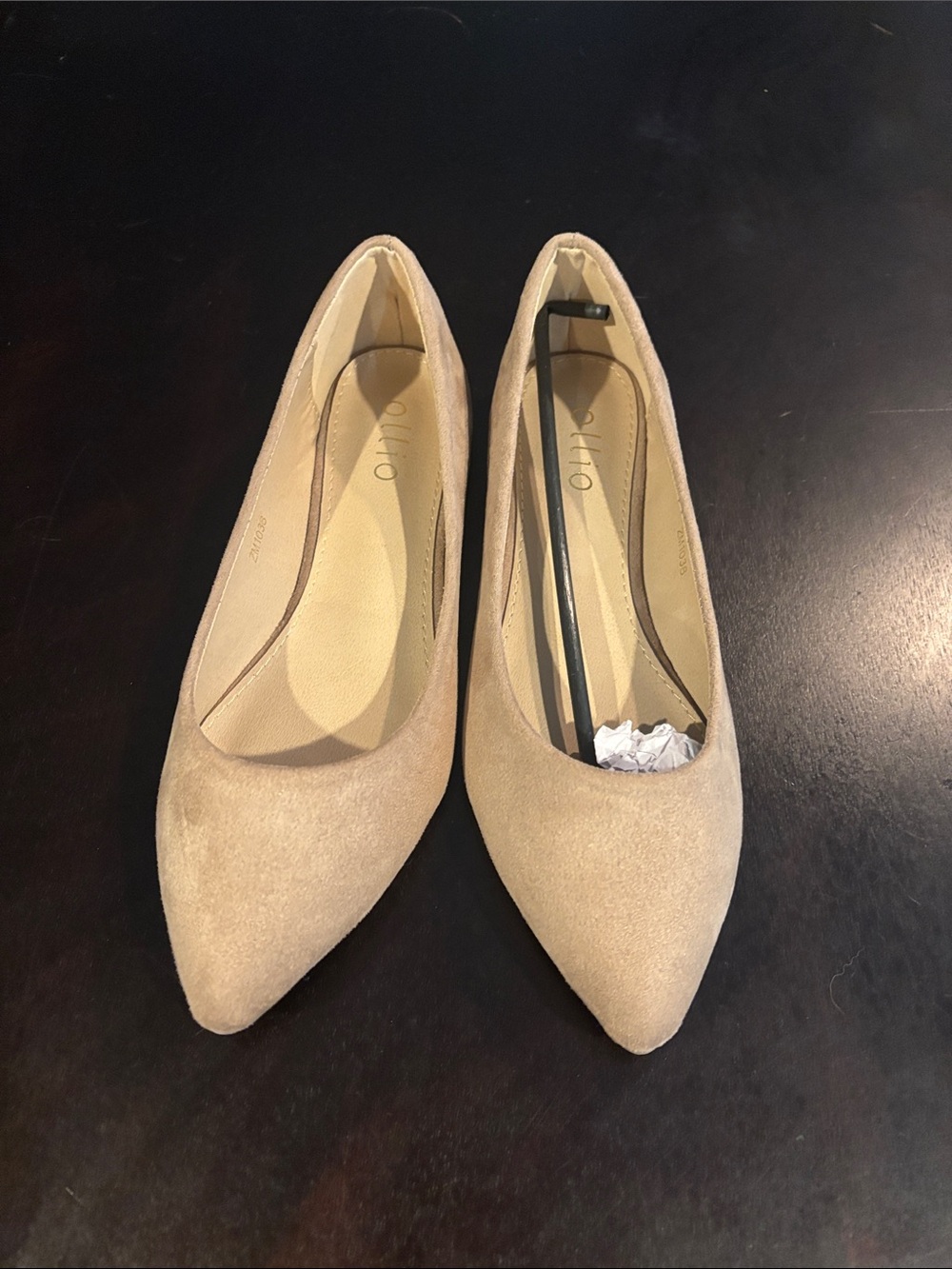 Ollio Taupe Pointed Toe Suede Flats